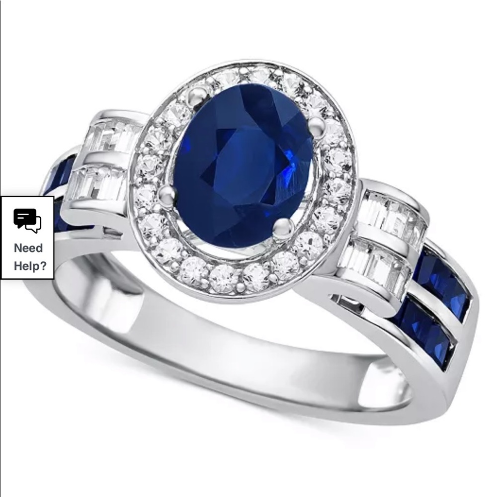 COPY - Macy’s Sapphire (1-1/2 ct. t.w.) Diamond (3/8 ct. t.w.) Ring in 14k Whit…